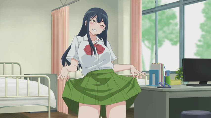 animation anime ecchi schoolgirl skirt teasing gif