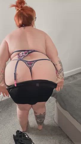 bbw big ass booty lingerie redhead ssbbw skirt thick thighs curvy gif