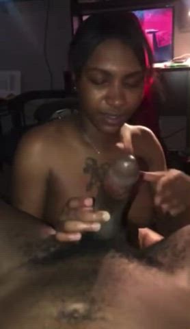 amateur bbc big dick blowjob deepthroat ebony natural tits sucking tattoo gif