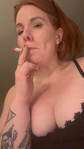 Last nasty cig for the day from this nasty girl 