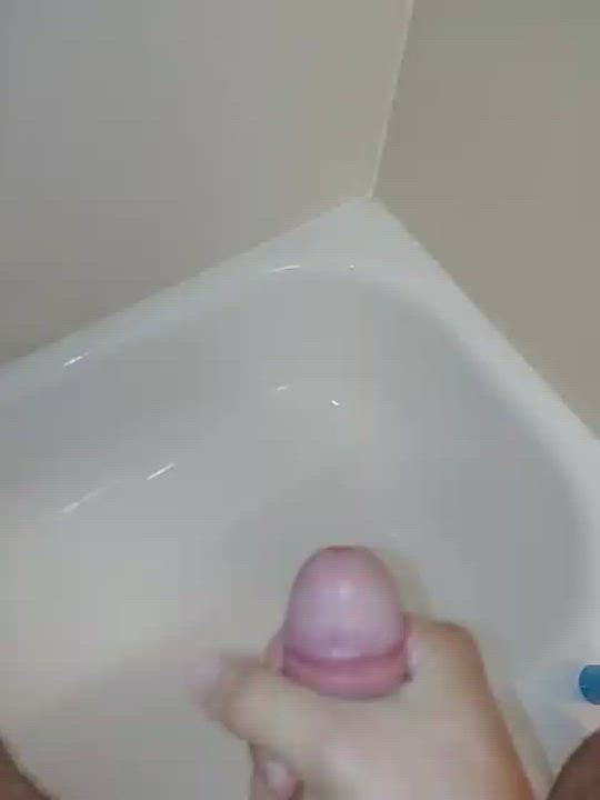Bathroom Cum Cumshot Male Masturbation POV Shower Thick Cock gif