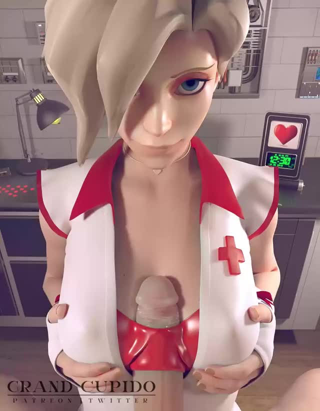 3D, Animated, Blender, GrandCupido, Mercy, Overwatch, Sound