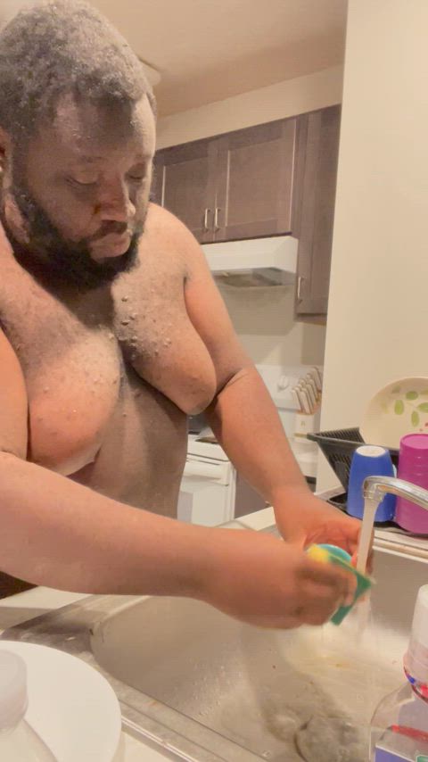 kitchen naked nudist gif