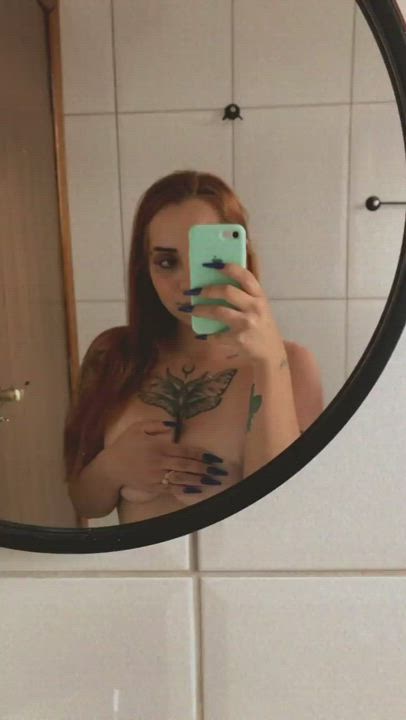 Ai Hoshino Boobs Mirror Redhead Tattoo gif