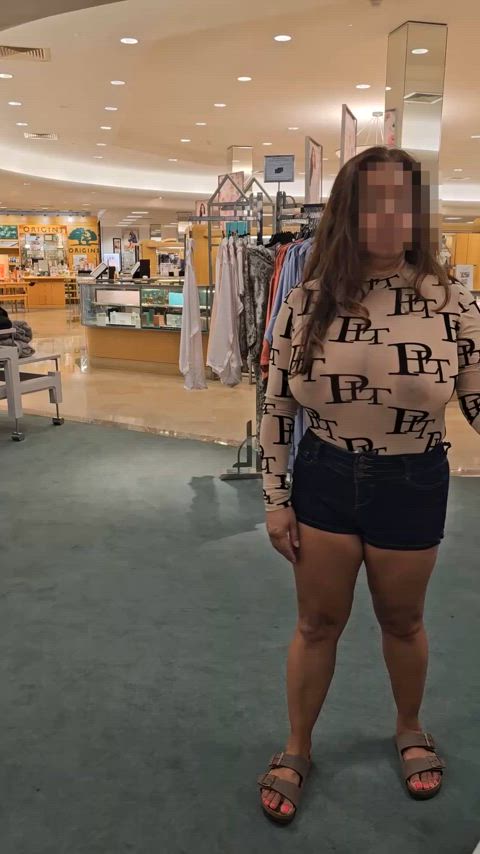 Teasing with my titties while shopping for a breeder