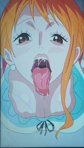 Busting on Nami's lewd face