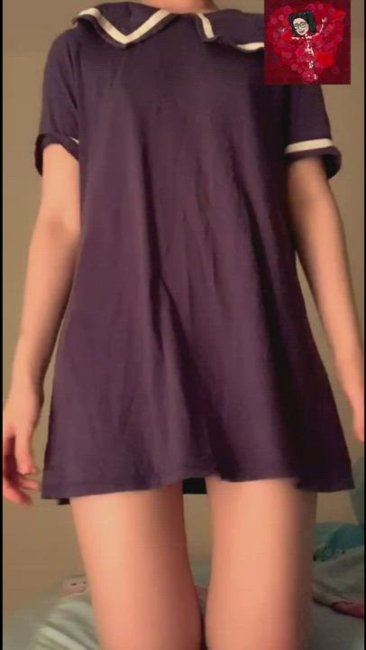 [18f] Am I a good student for showing you what's underneath my Japanese schoolgirl