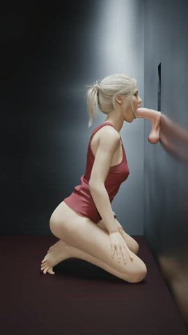 animation blonde blowjob bottomless deepthroat glory hole gif