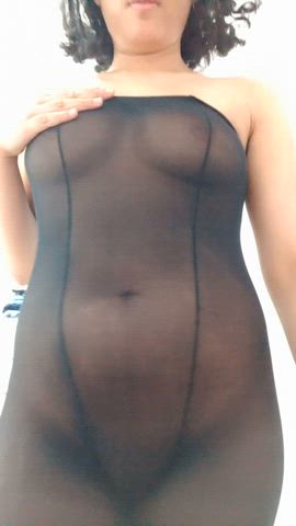 pantyhose pussy see through clothing tits gif