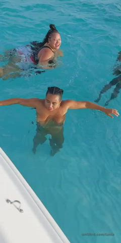 Latina Pool Topless Porn GIF