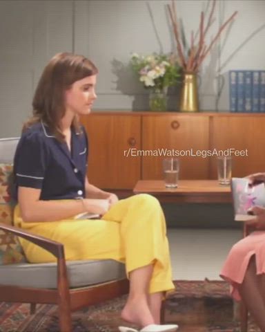 British Brunette Celebrity Cute Emma Watson Feet Heels Legs Petite gif