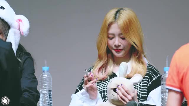 JiU with a bunny plushie