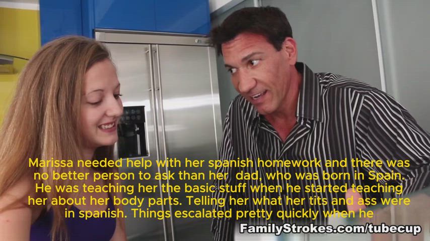 Father helping his daughter with her anatomy homework