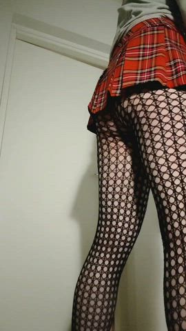 femboy fishnet sissy sissy slut skirt upskirt gif