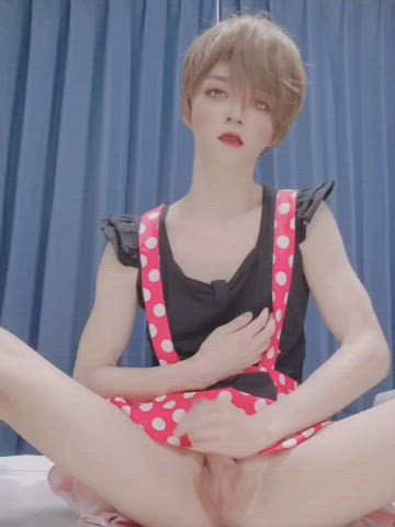 asian costume crossdressing cumshot femboy gay japanese masturbating sissy gif