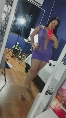 chubby dress latina long hair milf model mom pretty tits gif