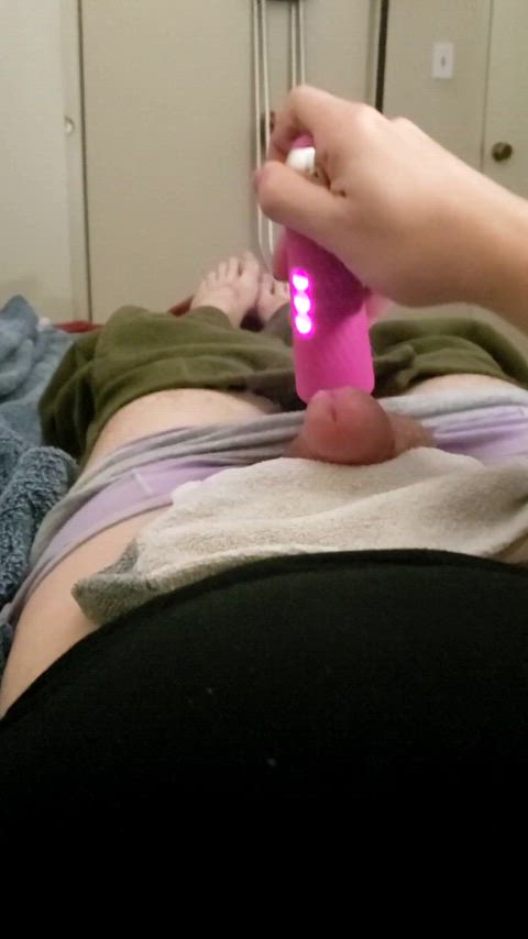 cum femboy magic wand masturbating sissy gif