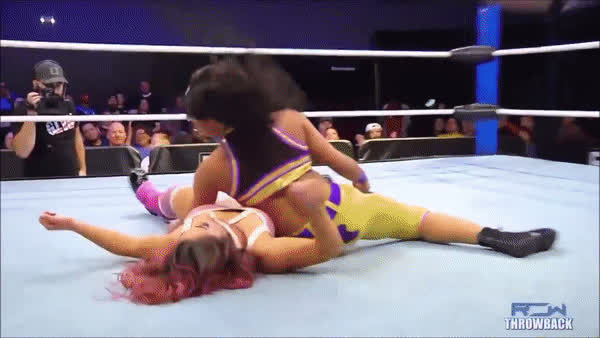 brunette mexican wrestling pink hair gif