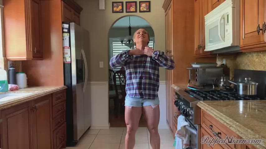 big tits muscles muscular girl gif