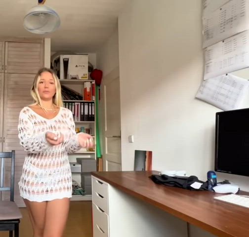 big tits blonde boobs flashing nipples gif