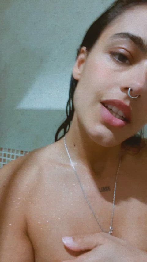 brunette fancentro latina pierced shower latinas gif