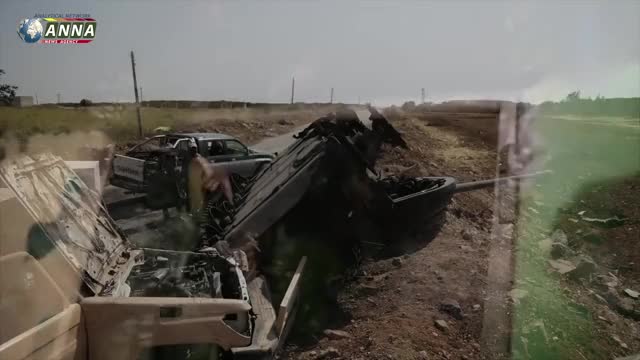 Several destroyed tanks during the recent SAA offensives in Syria