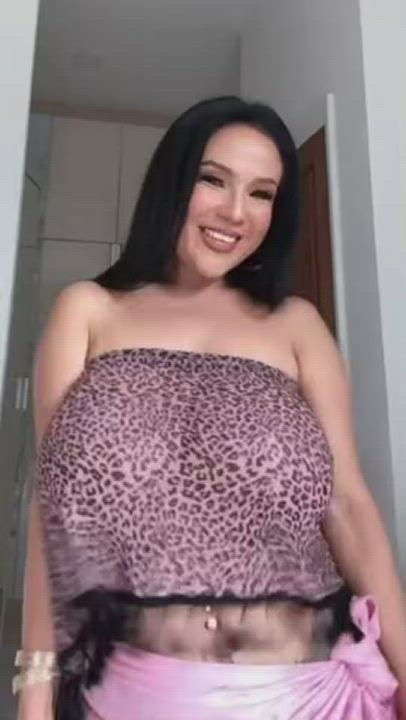 Asian Busty Clothed gif