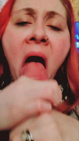 Blowjob Cum In Mouth Cumshot Redhead gif