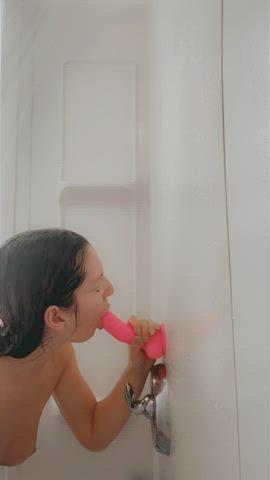 Blowjob Deepthroat Shower gif