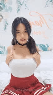 Asian Boobs Choker Japanese Korean Long Hair Schoolgirl Smile Vietnamese gif