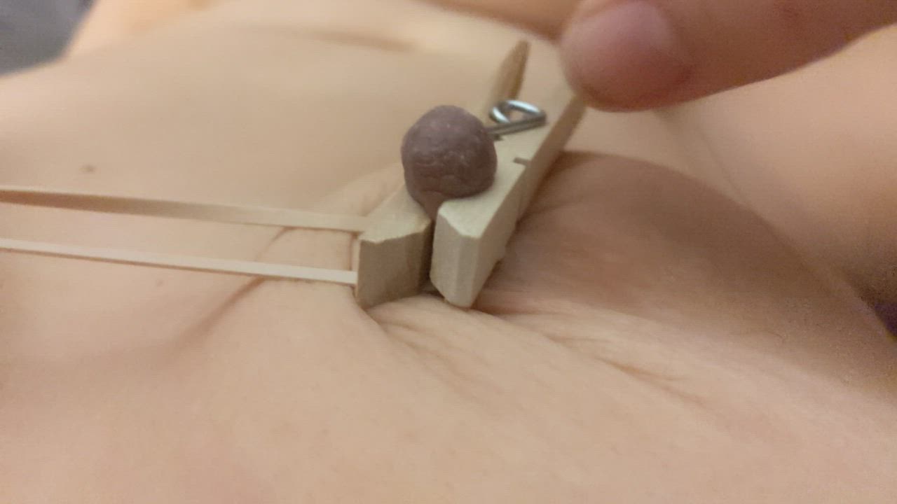 Natural Tits Nipple Clamps Nipple Play gif