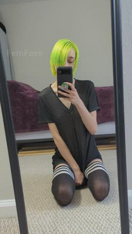 knee high socks petite pierced short hair skinny small tits socks titty drop gif