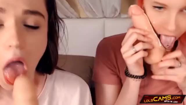 BFFs practice their Blowjob skills on cam