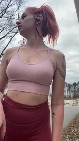 Flashing my tits on the running trail