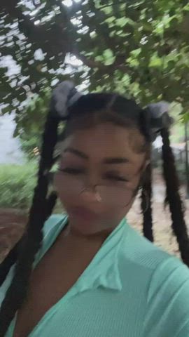 cute ebony glasses outdoor gif