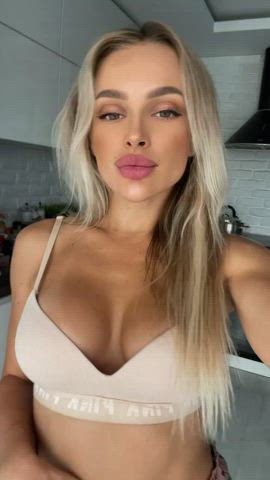 big tits lingerie lips selfie gif