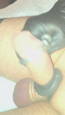 BDSM Cock Ring Fetish Kinky Male Masturbation UK Uncut gif