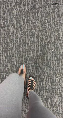 ass clothed clothing feet feet fetish heels high heels leggings legs toes gif