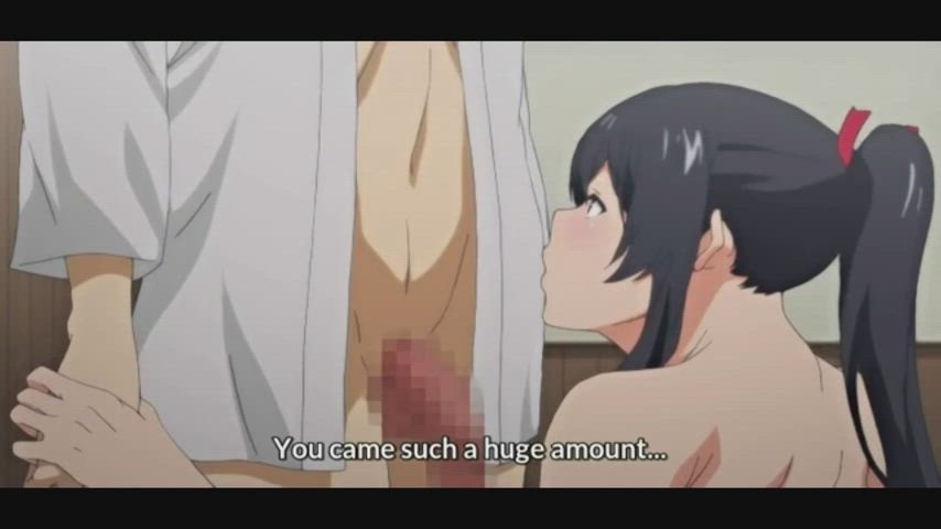 anime big tits bouncing tits hentai ponytail teasing gif