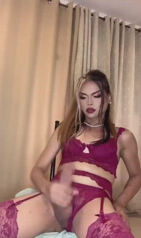 cock cum cumshot lingerie trans trans woman gif