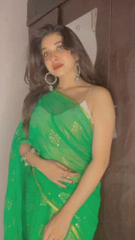 Priyanka Jadhav in green saree