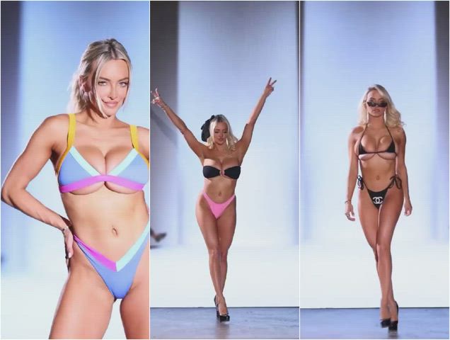 bikini blonde bouncing tits model gif