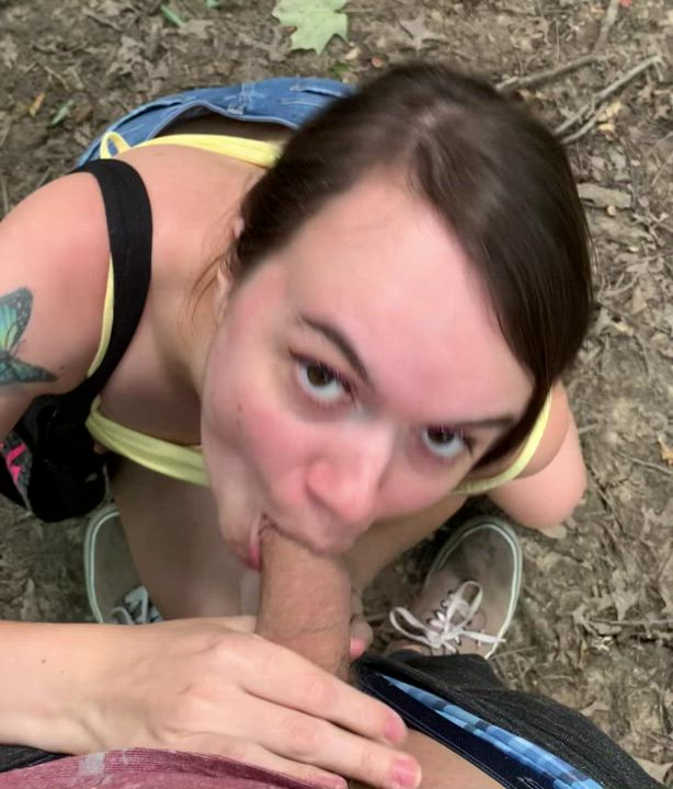 My best friend dared me to give me a blowjob on our hike, he didn't think I'd actually