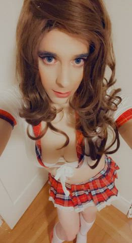 heels schoolgirl sissy gif