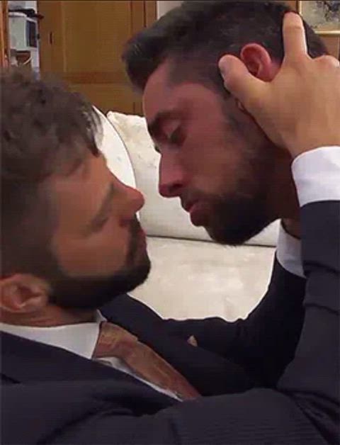 beard kissing tongue gif