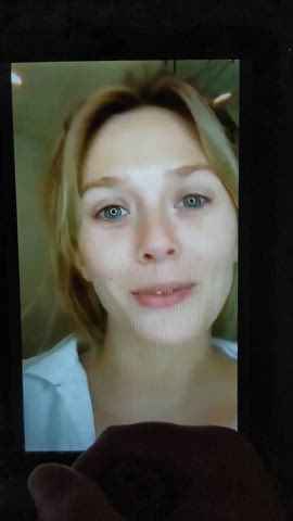 blonde celebrity cum cumshot elizabeth olsen facial tribute gif