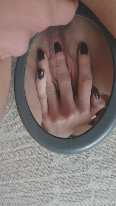 Camgirl Clit Rubbing Mirror Tease Teasing Wet Pussy gif