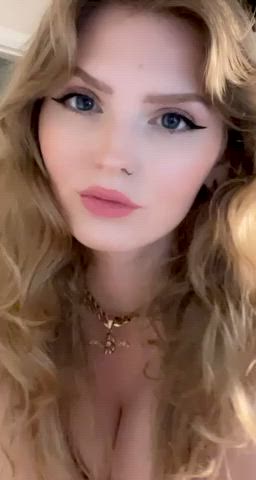 ahegao blonde spit tongue fetish gif