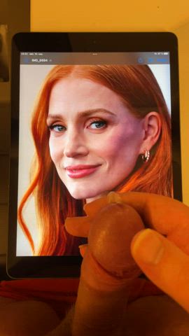 celebrity cum cumshot jessica chastain precum tribute gif