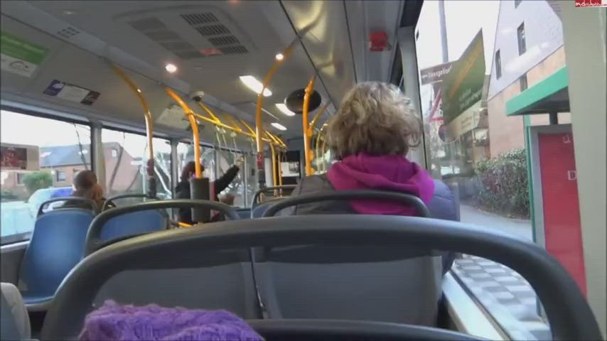 bus public threesome gif